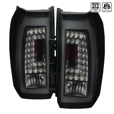 Spec-D Tuning 15-18 GMC Yukon LED Tail Lights- Gsy Blk Smoke Lens LT-YUK15BBLED-TM